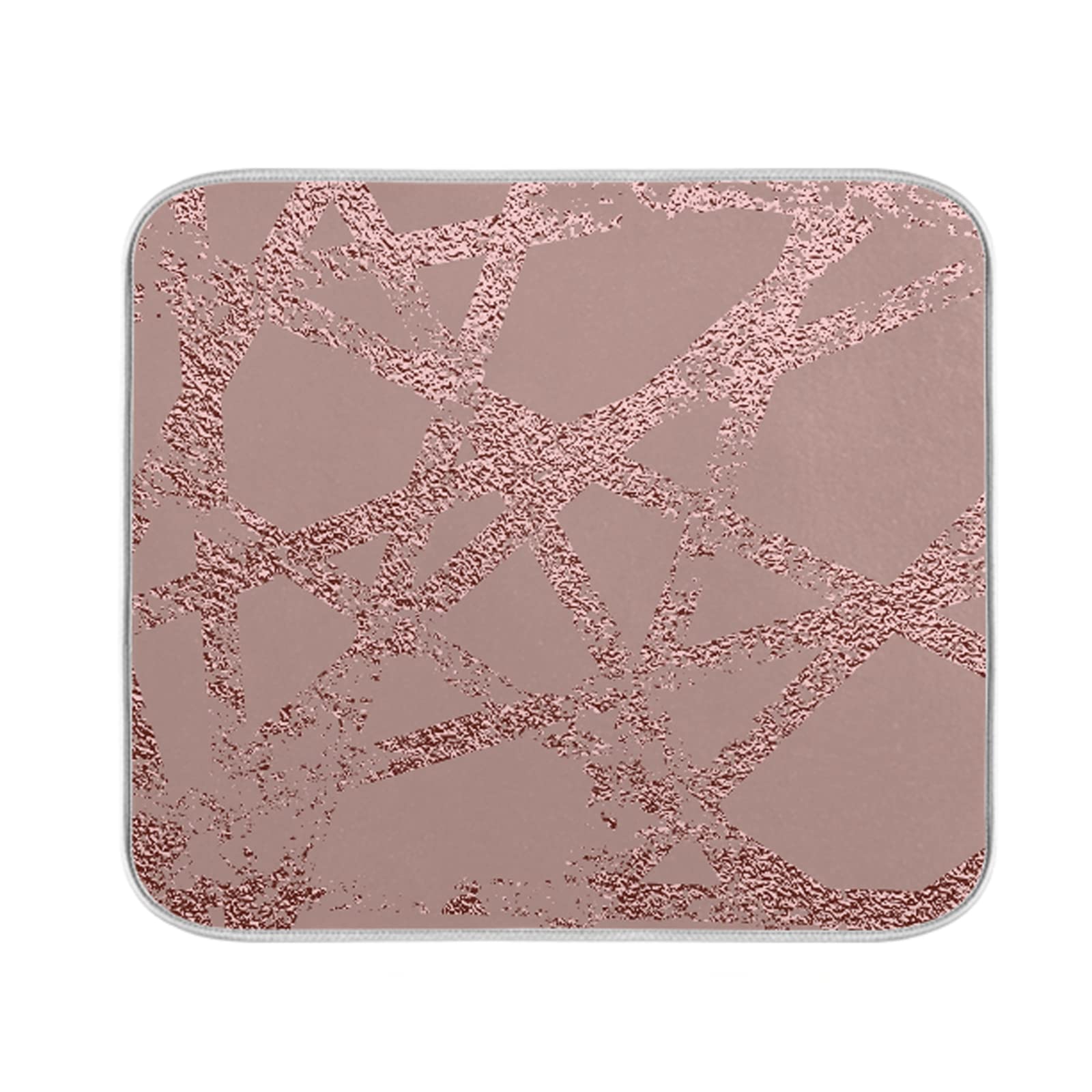 Mnsruu Absorbent Dish Drying Mat Rose Gold Structure Dishes Drainer Protector Pad Pot Holder with Hanging Loop for Kitchen Countertops Sinks Refrigerator 40.6 x 45.7 CM — image 1