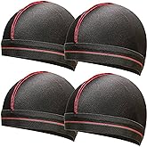 ForceWave Wave Cap for Men, Stocking Compression Cap for 360 Waves, 4Pcs | Breathable compression stocking cap, elastic spandex, smooth satin, sleeping, workouts, daily wear, men, women, stretchy