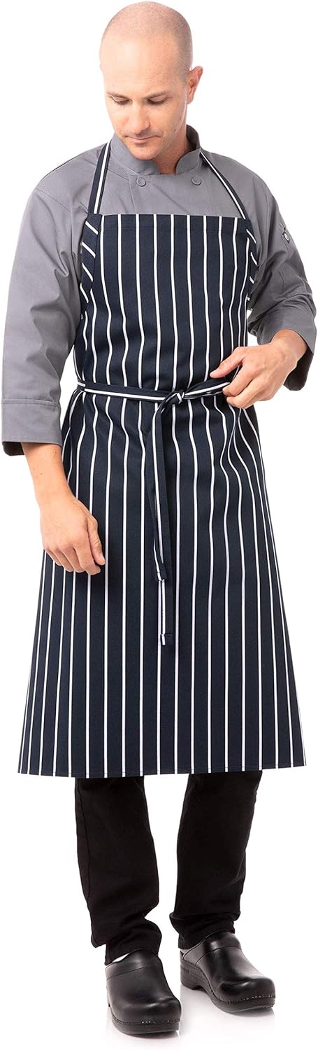 Chef Works Mens English Chef s Apron, Navy Chalk Stripe, 39 inches long 37 wide US: Kitchen Aprons: Clothing