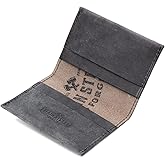 Main Street Forge Leather Business Card Holder – Slim Full Grain Leather Card Case – Made in USA – Avalanche Gray