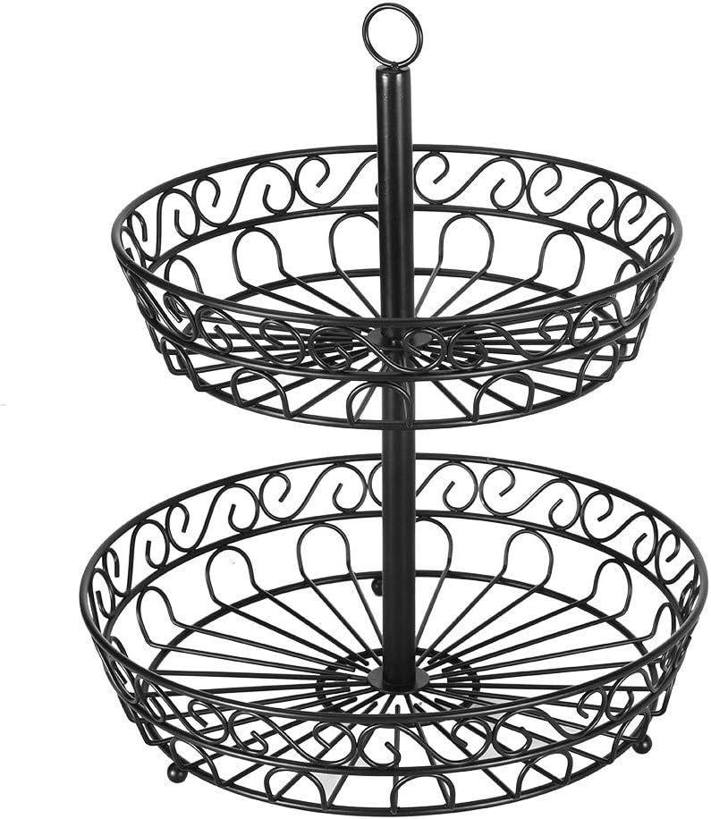 Fiudx Fruit Basket Holder,2-Tier Countertop Fruit Basket Stand Metal Wire Organizer Vegetable Caddy