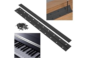 WENQUIT Black Piano Hinges 24Inch x 3Inch, 2PCS Heavy Duty Stainless Steel Piano Hinge, Continuous Hinge Door Hinges for Woodworking Toolboxes Cabinets Boat Panels, 0.06" Leaf Thickness