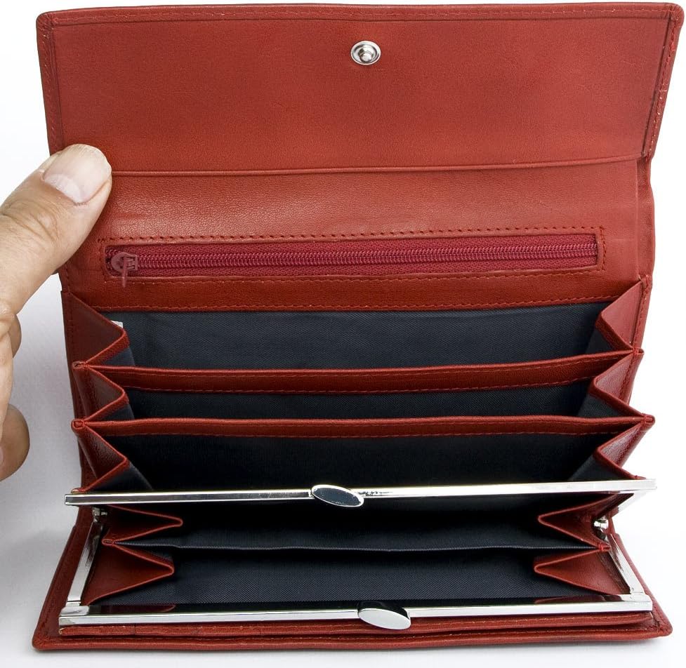 Giglio Fiorentino Women's Large Genuine Leather Wallet Red - Image 4