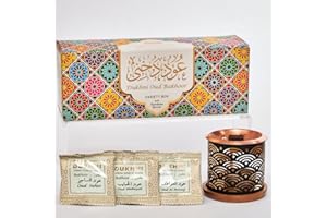 Oud Bakhoor Variety Box & Burner by Dukhni | Arabian Oudh Set with Candle Incense Burner | 20 pcs Arabic bukhoor Incense Bricks, 10 Mixed scents | Islamic, Eid & Ramadan Gifts | Home Fragrance