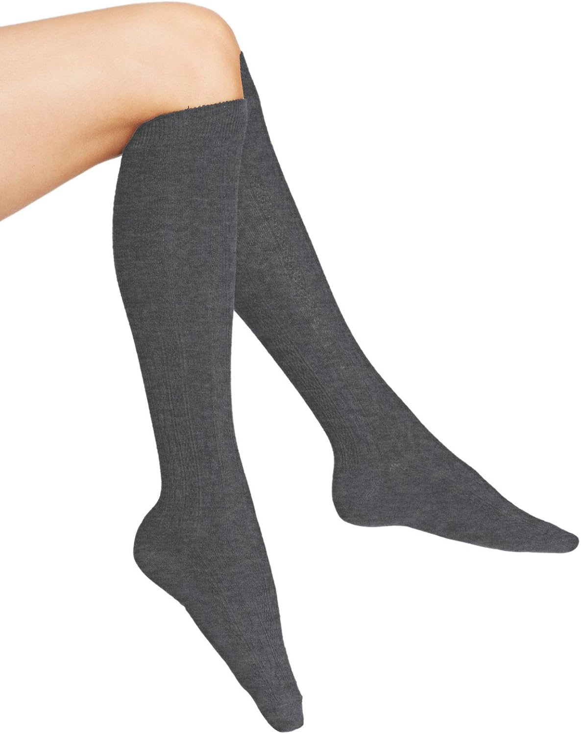Hue Cable Knee Socks (Graphite Heather) at Amazon Women’s Clothing store
