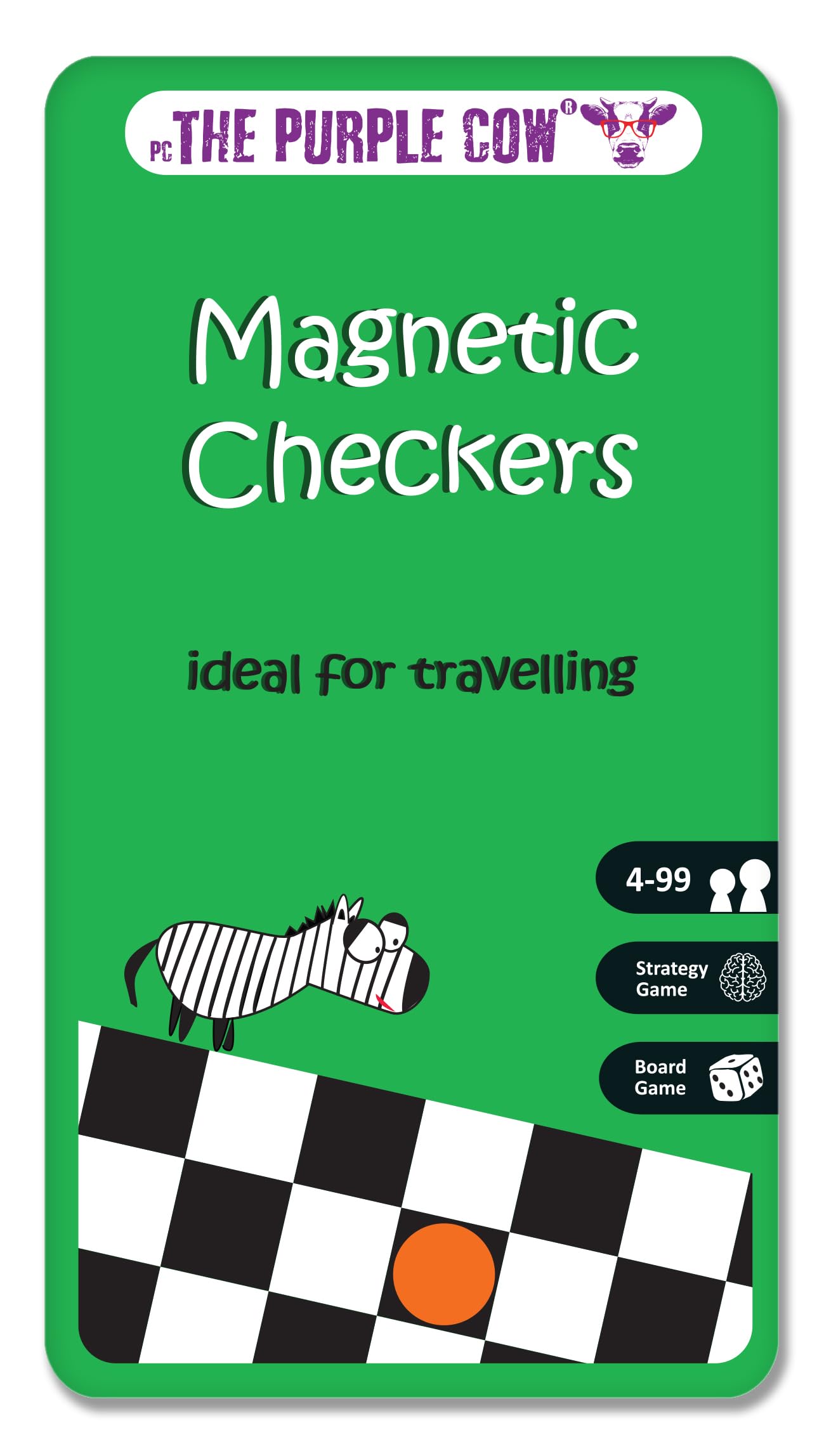 The Purple Cow Magnetic Travel Checkers Game - Board Games for Kids and Adults. Great for Travel.