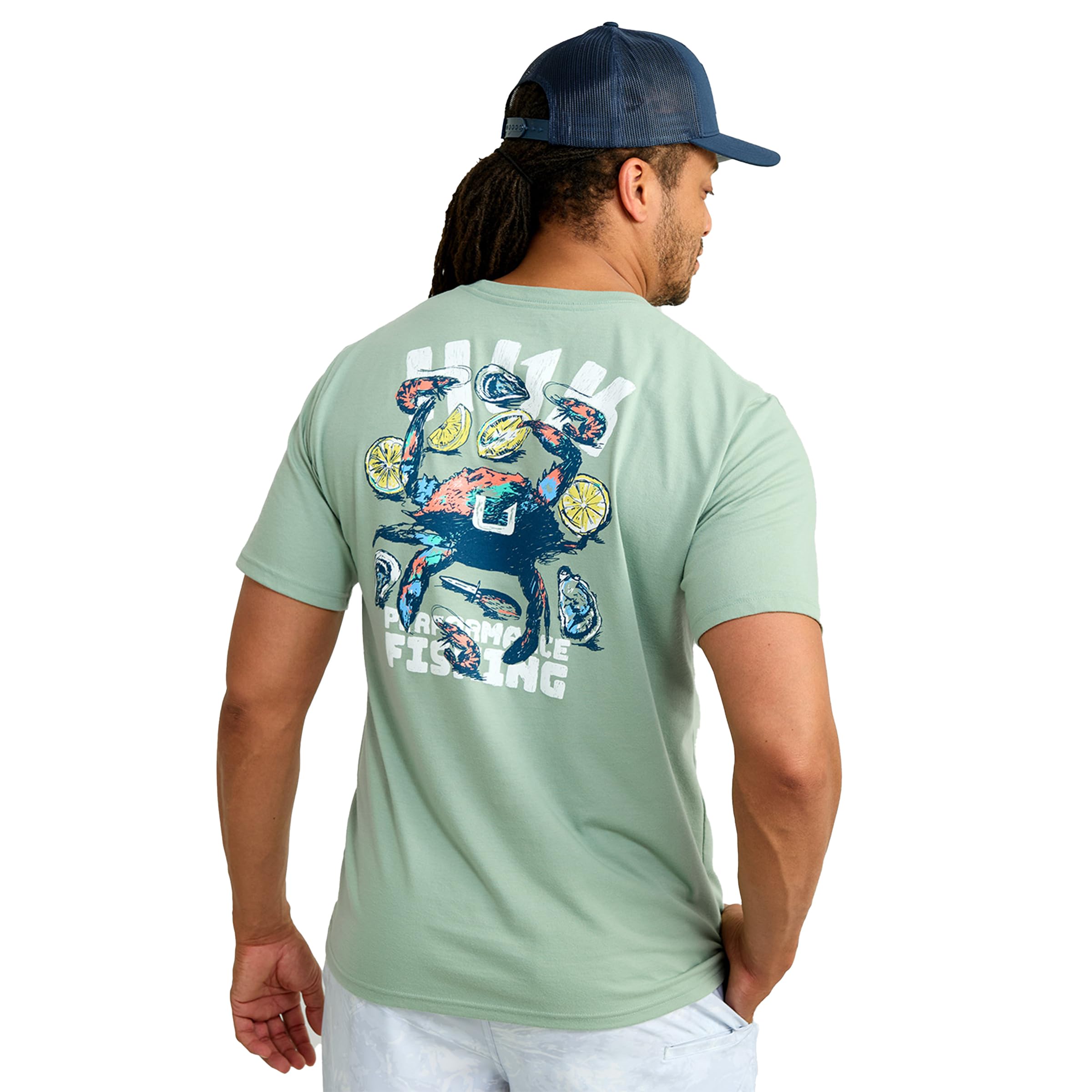 HUK - Mens Short Sleeve Performance Tee, Fishing T-Shirt for Men, Lowcountry - Fog Green, Large Image