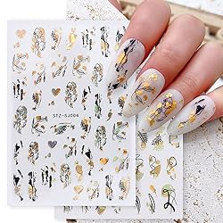 Laser Gold Flowers Leaf Leopard Print Abstract Face