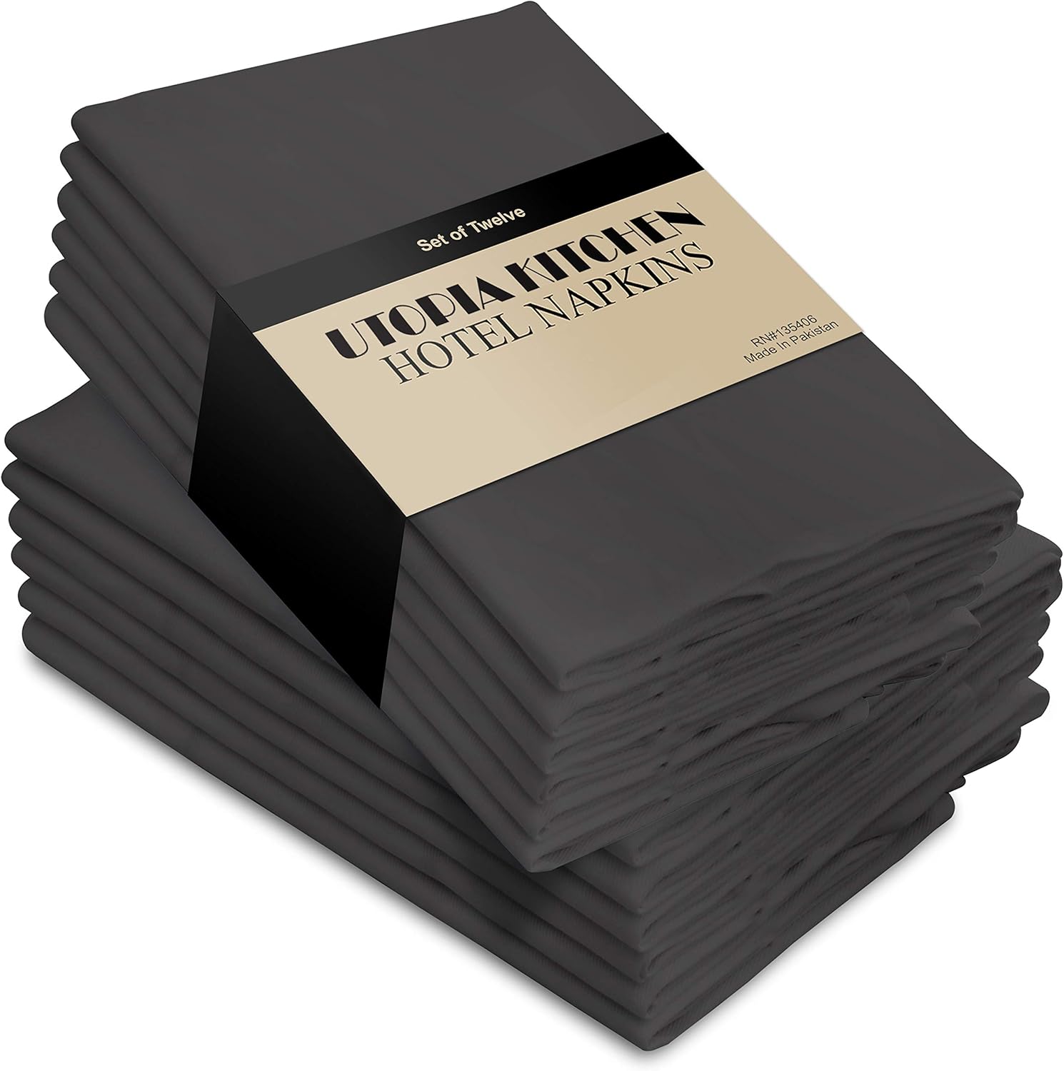 Utopia Kitchen Cloth Napkins 18 by 18 Inches, 12 Pack Steel Grey Dinner Napkins, Poly Cotton Soft Durable Napkins: Home & Kitchen