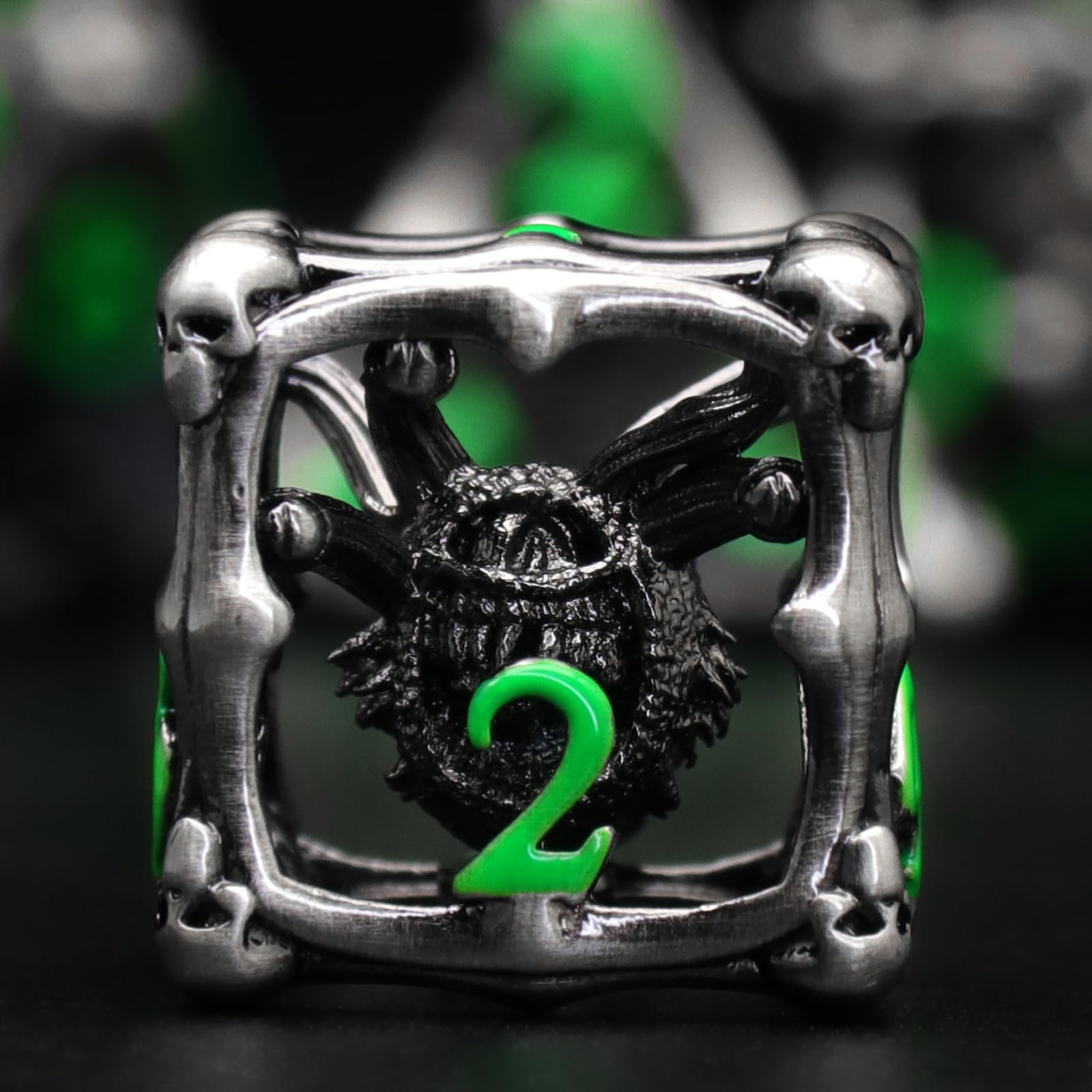 Beholder DND Dice Set, Eye Monster Metal Dice, ZHOORQI 7PC/Set Polyhedral Dices for Dungeons and Dragons, D&D Gifts（Eye-Green)