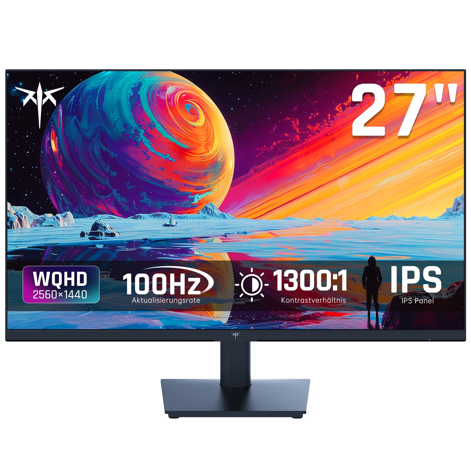 KTC Monitor 27 Zoll, QHD 2K 100Hz (OC 120Hz) - IPS Panel, Anti-Blaulicht Bildschirm, 96% DCI-P3, 126% sRGB, VESA 75 * 75mm, 350 cd/m², Adaptive Sync, PC Monitor für Casual und Arbeiten