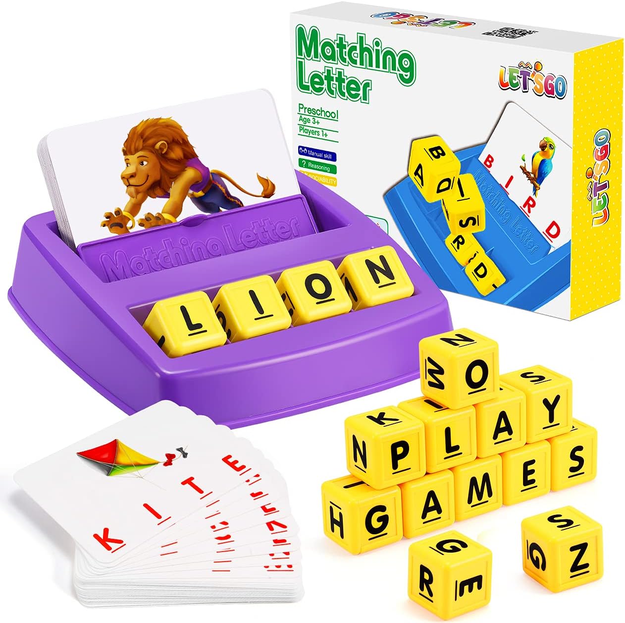 Educational Games for Kids Ages 3-8, Matching Letter Game for Kids Toys for 3-8 Year Olds Boys Girls Birthday Gifts for 3-8 Year Olds Girls Boys Preschool Kindergarten Educational Spelling Toys Purple: Toys & Games
