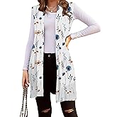 Beyove Womens Long Vests Sleeveless Draped Lightweight Open Front Cardigan Layering Vest with Side Pockets