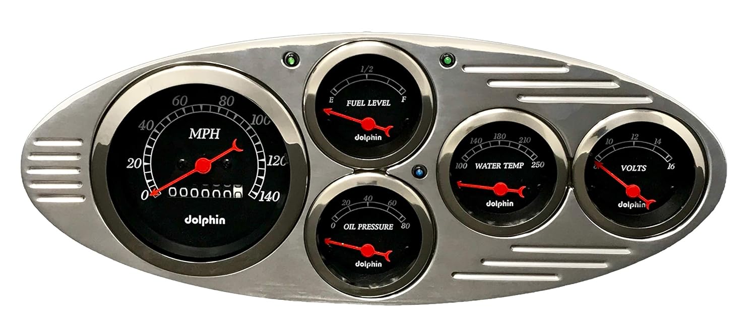 1932 Ford Car 5 Gauge Dash Cluster Panel Set Mechanical Black