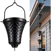 8.5 FT Black Rain Chain with 16 Cups for Gutters Downspouts Outside | Large Opening to Avoid Splashing, Instruction for Easy to Assemble, Modern Decor to Substitute to Traditional Plastic Tube