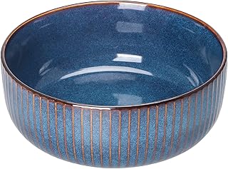 Hoteck Salatschüssel aus Keramik, Große Porzellan Salatschale Oder Suppenschale 21cm,Blau