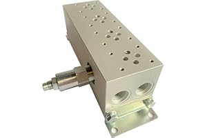FLUIDHAUS Hydraulic Parallel Valve Manifold Aluminum D03 NG6 Cetop 3 subplate pattern (With Pressure Relief valve, 4 stations)