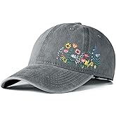 Cute Flower Hat, Elegant Floral Embroidered Adjustable Baseball Cap for Men Women, Gifts for Flower Lovers, Black