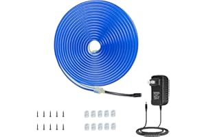 DSJJBLL Flexible Neon Rope Strip Night Light,Outdoor Indoor LED Cut Freedom 16.4FT/Set Power Supply/Clip Included (Blue)