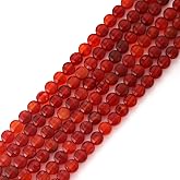 6mm Faceted Natural Red Agate Stone Beads Coin Disc Gemstone Spacer Beads for Jewelry Making DIY Bracelet Necklace