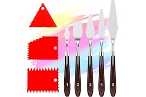 Senbos Palette Knife Paint Scraper Set, 5pcs Stainless Steel Painting Pallet Knife with 6pcs Plastic Painting Scraper, Oil Painting Mixing Scraper Painting Spatula Drawing Tool for Art Craft Painting