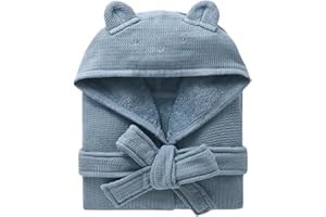 Boys &Girls Kids Terry Bathrobe Hooded Soft Towel Robe 100% Cotton Pajama Loungewear Kids Hooded Beach Towel 2-12 Years