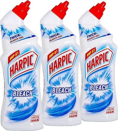 Harpic Toilet Bleach Gel Original Scent Pack 3 x 750 ml Kills 99.9% Bacteria