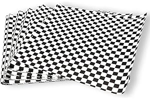 MULMEHË 12"x 12" Deli Wrap, Food Basket or Takeout Box Liner, Grease Resistant, Black and White Checkered, 100 Pack