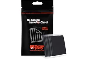 Thermal Grizzly TG Kapton Insulation Sheet Black Edition – 50 Polyimide Insulation Strips 10x60mm, 30µm Thick, High-Temperatu