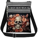 XiaoGalaee Halloween Gifts for Women Skull Messenger Bag Adjustable Strap Crossbody Pouch Zipper Present