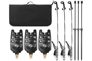 doorslay Fishing Bite Alarm Set, Fishing LED Alarm Alert, 3 Extending Aluminum Alloy Adjustable Fish Alarms for Fishing Pole, 3 Fishing Swinger with Padded Fish Tool Bag