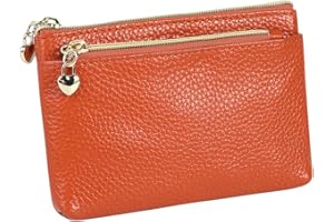 CYNURE Women's Genuine Leather Coin Purse Zipper Pocket Size Pouch Change Wallet
