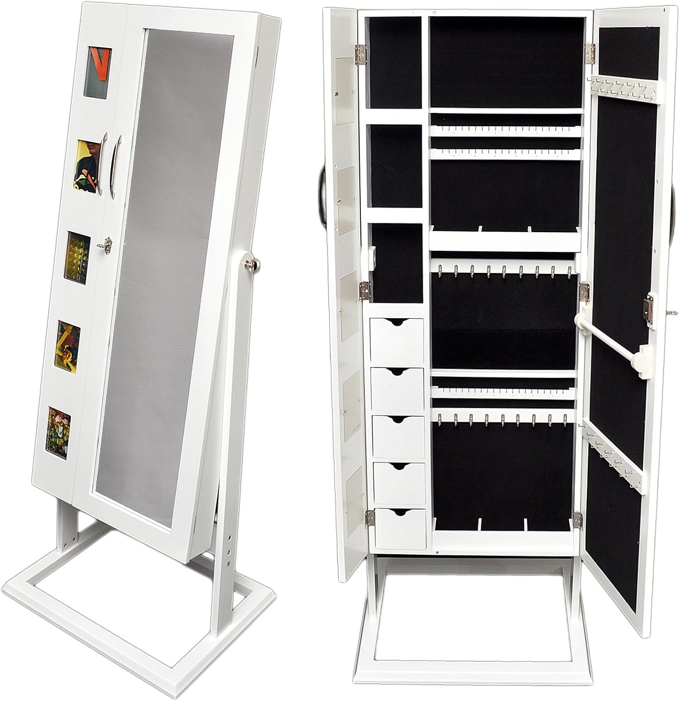Armoire á bijoux sur pied en avec miroir et 5 cadre de photos: Amazon