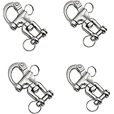 Baieasy 4 Pack Quick Release Snap Shackle, 316 Stainless Steel Swivel Jaw | Quick release 316 stainless steel snap shackle for sailing rigging, SCBA masks, firefighter gear, and marine applications.