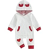 BemeyourBBs Newborn Baby Boy Clothes Color Block Long Sleeve Zipper Hooded Romper with Pocket Fall Winter One Piece Outfits