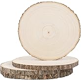 Prsildan 4 Pcs Large Natural Wood Slices, 7-8.5 Inches Unfinished Wood Centerpieces for Tables, DIY Round Wooden Circle Sign Crafts for Wedding Party Décor