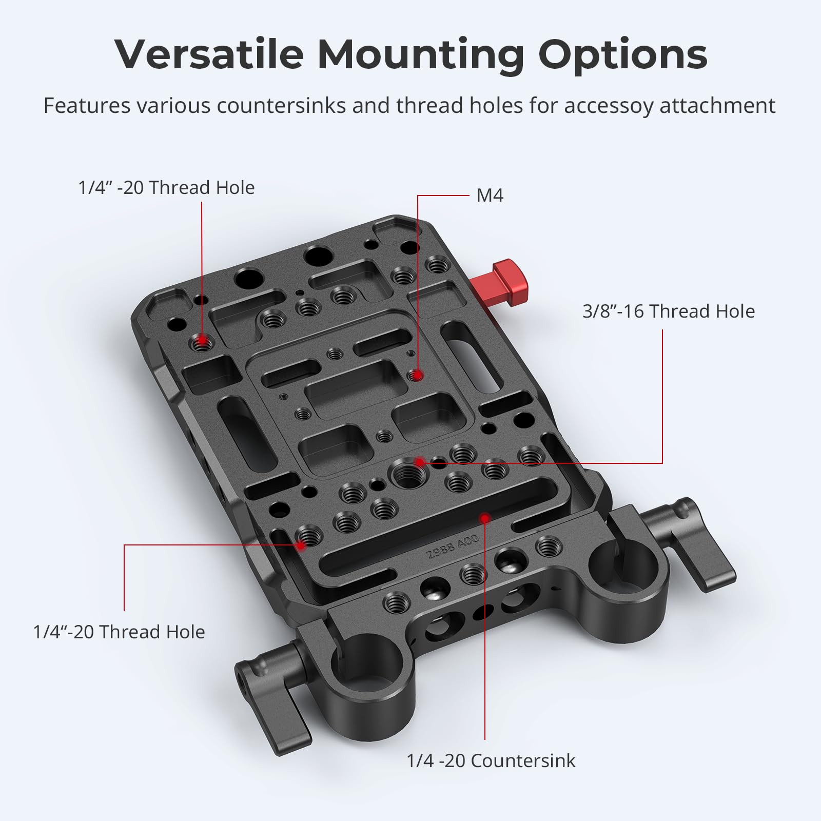 SMALLRIG V Mount Battery Plate, V-Lock Battery Plate with Dual 15mm Rod Clamp, 1/4