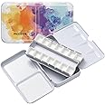 MEEDEN Empty Watercolor Paint Palette: Travel Water Color Palette Tin with 12 Half Pans - Portable Metal Palette Tin Box (Colorful)