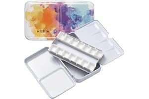 MEEDEN Empty Watercolor Paint Palette: Travel Water Color Palette Tin with 12 Half Pans - Portable Metal Palette Tin Box (Colorful)