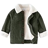 Volunboy Baby Boy Corduroy Jacket Toddler Fleece Winter Coat Kid Sherpa Lined Button Down Warm Outwear