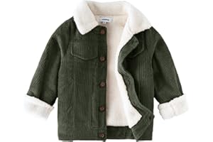 Volunboy Baby Boy Corduroy Jacket Toddler Fleece Winter Coat Kid Sherpa Lined Button Down Warm Outwear