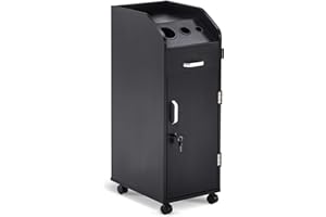 BarberPub Beauty Salon Trolley Storage Cart Hair Dryer Holder Stylist Equipment with Lockable Rolling Wheels, Drawer (Black)