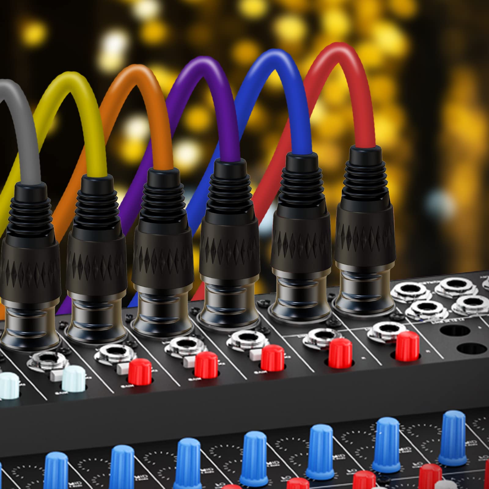 AuxLink XLR Cables 15ft 6 Pack, Microphone Cable Male to Female, XLR Speaker Cable 6 Color Gold-Plated 3-Pins for Microphone, Mixer, Recording Studio- 15 Feet, 6 Pack