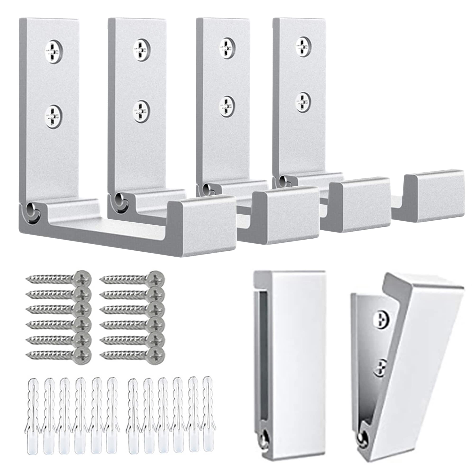 OHIYO Folding Wall Hooks 6Pcs Foldable Hooks for Hanging Coat & Bags & Hat & Key Wall Mounted Heavy Duty Aluminum Alloy Folding Coat Hooks (Silver)