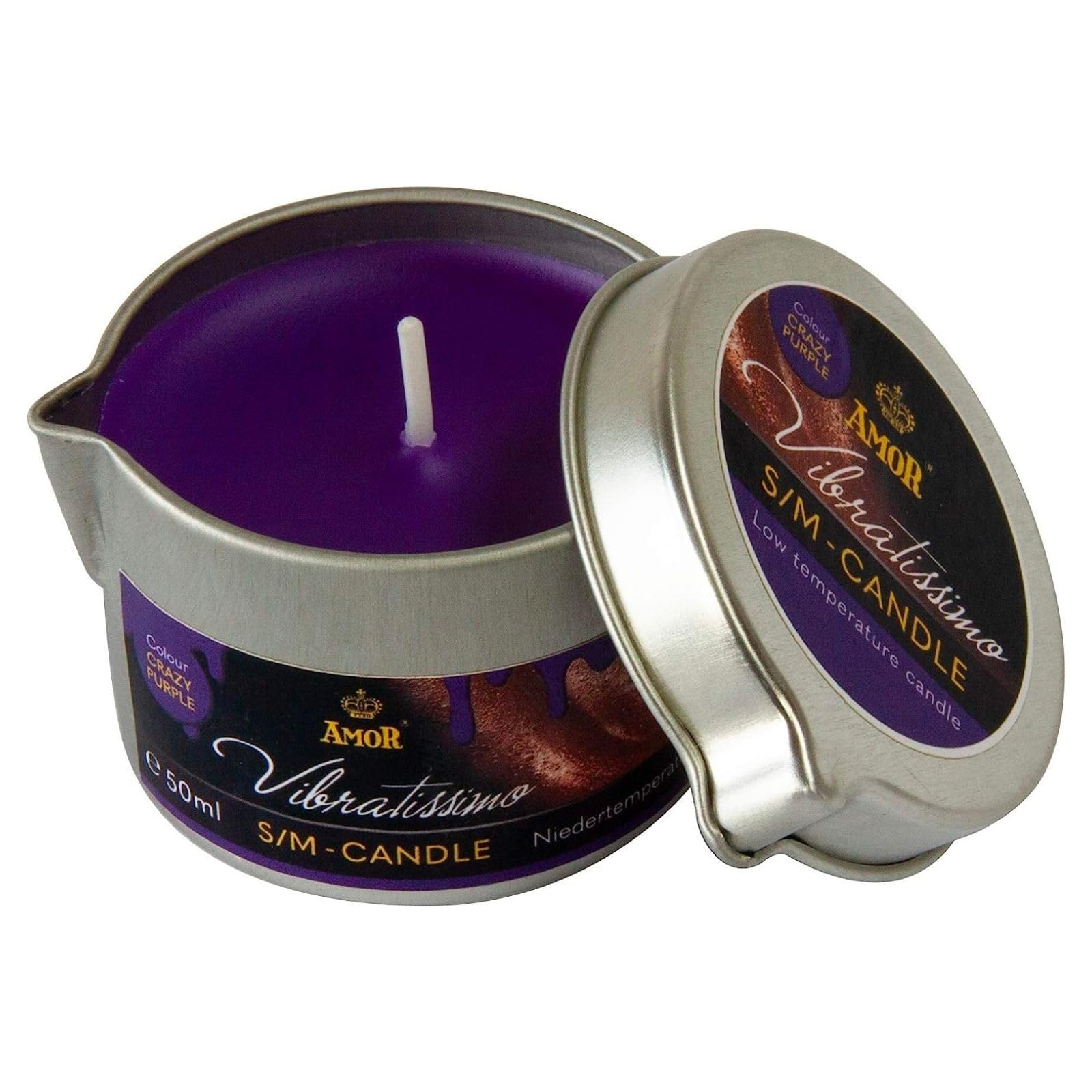 VIBRATISSIMO S/M Candle Crazy Purple 50ml I Low Temperature Candle in Purple I Odorless Wax I Drip for Erotic Games I Romantic Massage for Couples