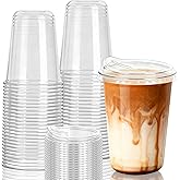 GGOLDMER 25 Set Clear Plastic Cups with Sip Lids, 16oz Disposable Plastic Iced Coffee Cups with Lids, Round Bottom To Go Iced Coffee Cups with Lid for Coffee, Juice, Cold Drinks, Latte