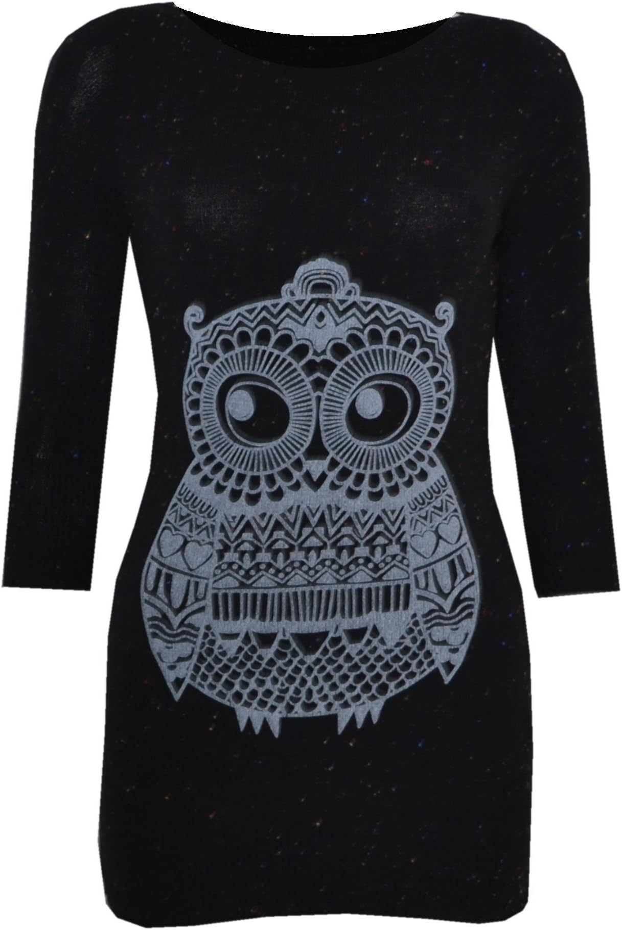 Vip Boutique Womens Fleck Owl Print Jumper (US 10/12 (UK12/14), BLACK)