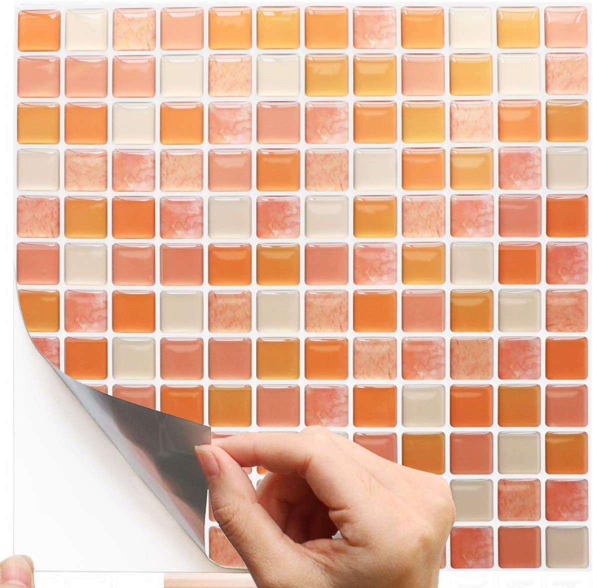 Yoillione 3d Mosaic Wall Stickers Tiles Kitchen Tile Transfers Stickers Bathroom Tiles Self Adhesive Tile Stickers,Mosaic Tile Wallpaper Removable PVC Peel and Stick Backsplash Tiles,Pack of 4