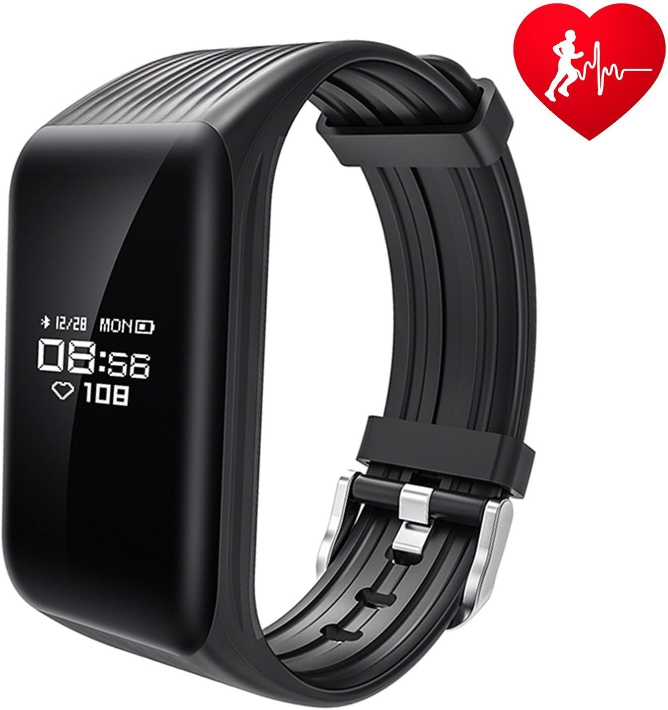 Dawo Fitness Tracker Watch IP68 Waterproof Activity Wireless Smart Bracelet with Continuous Heart Rate Monitor Step Calorie Sleep Counter Bluetooth Wristband Pedometer Sports Smart Band(Red)