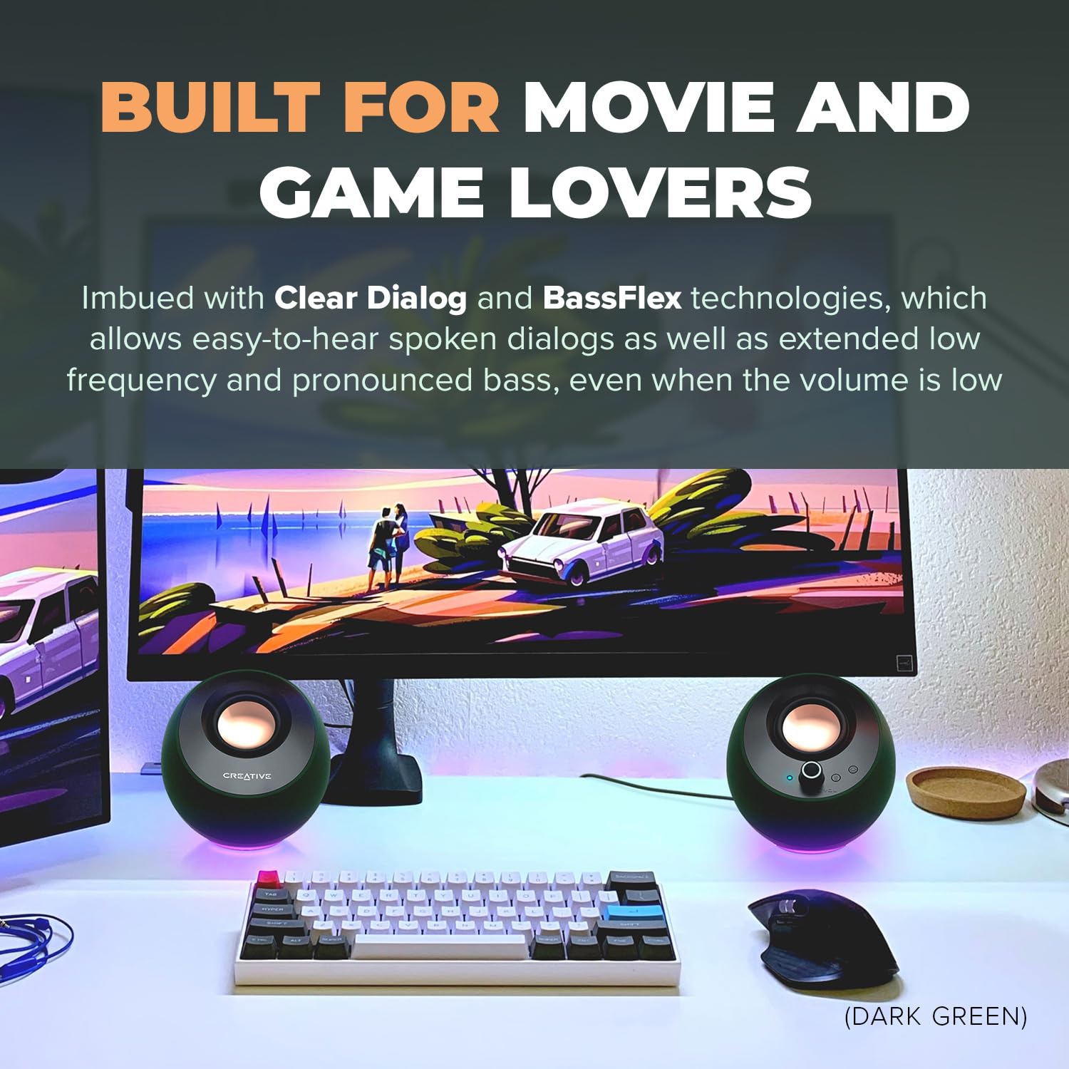 CREATIVE Pebble Pro (Schwarz) USB-C PC-Lautsprecher mit Bluetooth 5.3 und anpassbarer RGB-Beleuchtung, USB-Audio und Headset-/Mikrofonanschluss 4